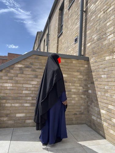 Black layered chiffon khimar - black,