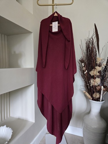 Crepe khimar burgundy hijab - burgundy,