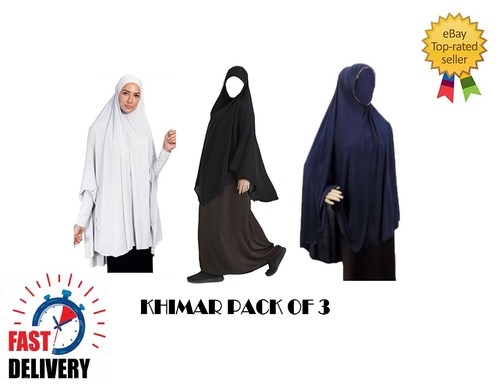 Khimar black white - black, long